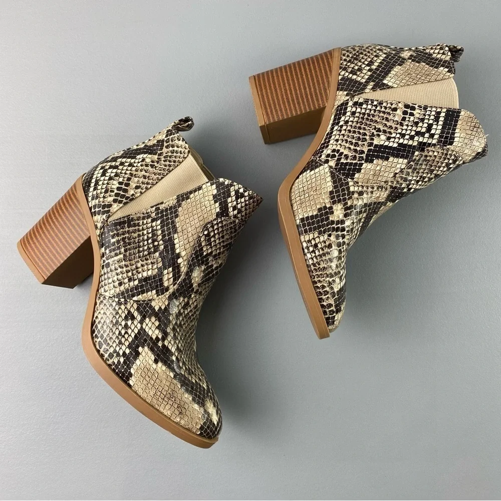 Altar’d state ankle booties faux snake skin chunky heel womens sz US 7.5